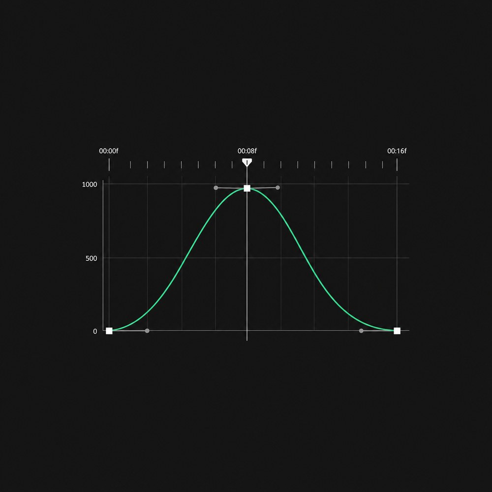 Animation graph with a green ease curve and keyframes